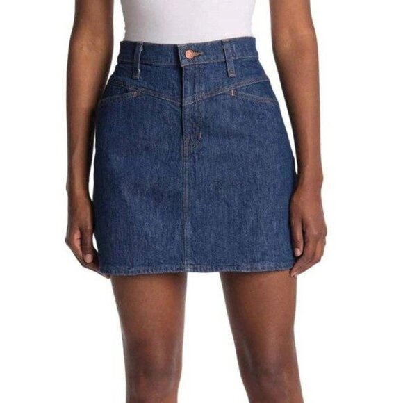 Madewell Novelty Yoke A-line Dark Denim 80s Retro Western MinI Skirt Size 32 - Picture 1 of 13